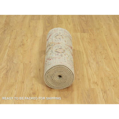 Transitional Wool & Silk Hand Knotted Rug Beige No Border 2.8X15.10 -O090531