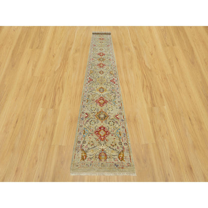 Transitional Wool & Silk Hand Knotted Rug Beige No Border 2.9X17.11 -O090532