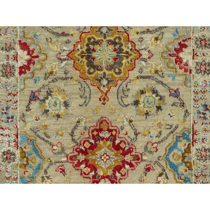 Transitional Wool & Silk Hand Knotted Rug Beige No Border 2.9X17.11 -O090532