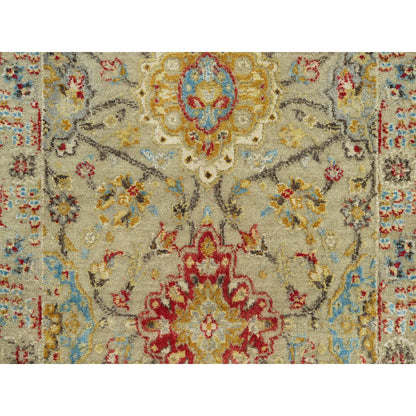 Transitional Wool & Silk Hand Knotted Rug Beige No Border 2.7X19.10 -O090533