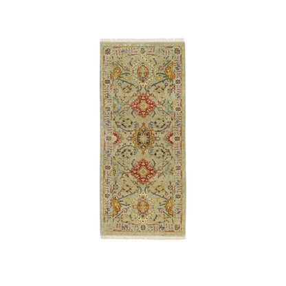 Transitional Wool & Silk Hand Knotted Rug Beige No Border 2.8X6.0 -O090534