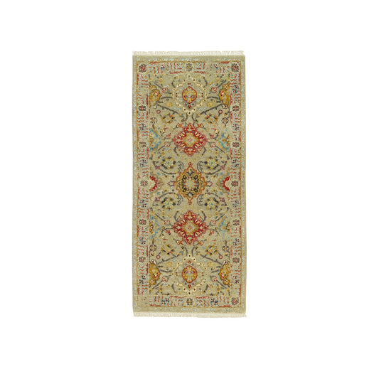 Transitional Wool & Silk Hand Knotted Rug Beige No Border 2.8X6.0 -O090534