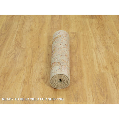 Transitional Wool & Silk Hand Knotted Rug Beige No Border 2.8X6.0 -O090534