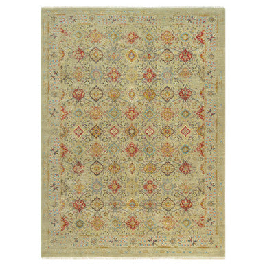 Transitional Wool & Silk Hand Knotted Rug Beige No Border 10.3X13.10 -O090535
