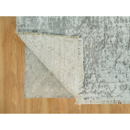Transitional Wool & Silk Hand Knotted Rug Grey No Border 2.0X3.2 -O090536