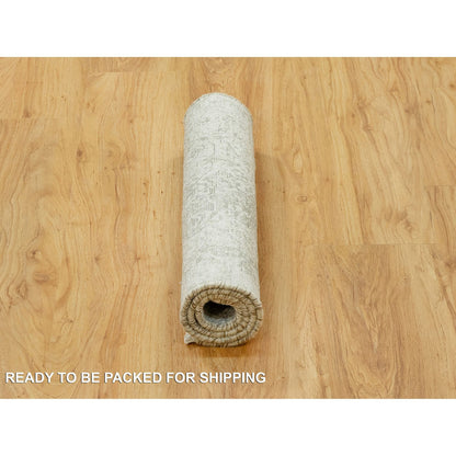 Transitional Wool & Silk Hand Knotted Rug Grey No Border 2.0X3.2 -O090536