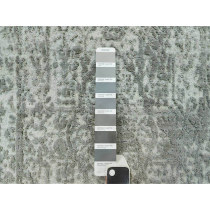 Transitional Wool & Silk Hand Knotted Rug Grey No Border 1.11X3.2 -O090537