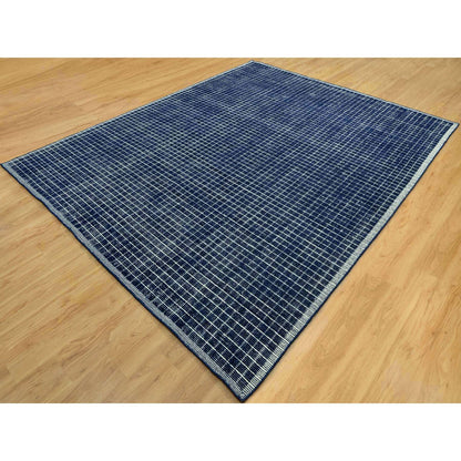 Modern and Contemporary Wool Hand Loomed Rug Blue No Border 9.3X11.9 -O090549