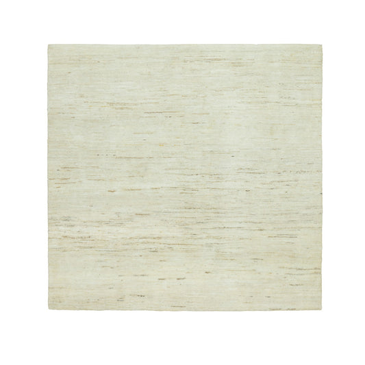 Modern and Contemporary Wool Hand Knotted Rug Ivory No Border 5.0X5.1 -O090551