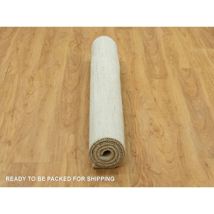 Modern and Contemporary Wool Hand Knotted Rug Ivory No Border 5.0X5.1 -O090551