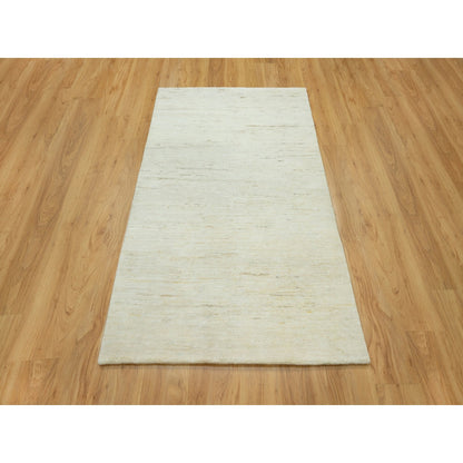 Modern and Contemporary Wool Hand Knotted Rug Ivory No Border 3.10X5.10 -O090553
