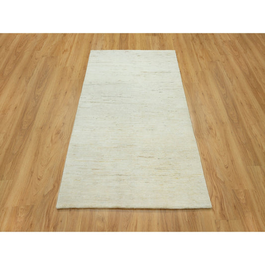 Modern and Contemporary Wool Hand Knotted Rug Ivory No Border 3.10X5.10 -O090553