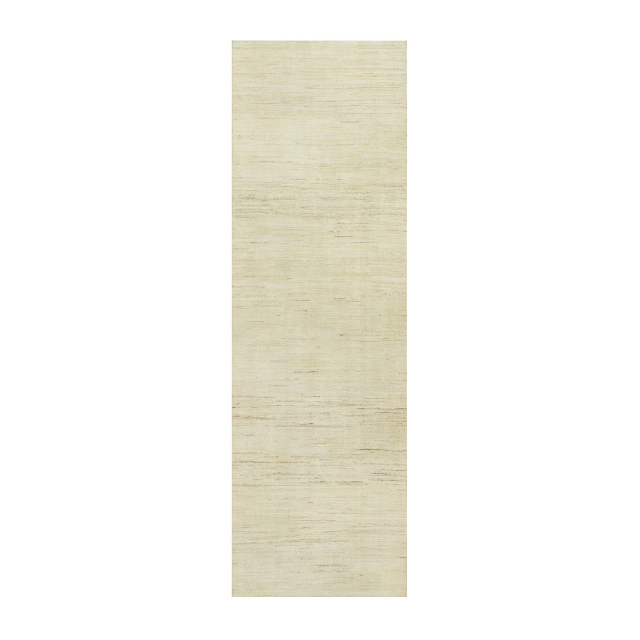 Ivory 2'6" x 8'1" Modern and Contemporary Hand knotted Wool Rug - Sku: O090554