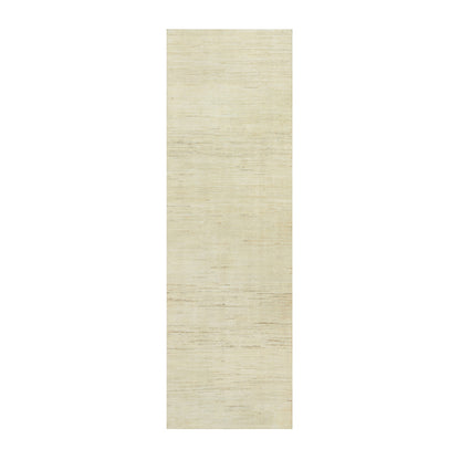 Modern and Contemporary Wool Hand Knotted Rug Ivory No Border 2.6X8.1 -O090554