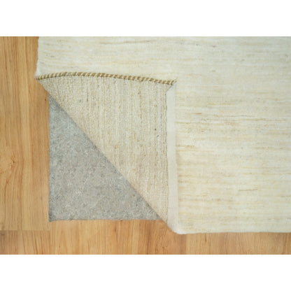 Modern and Contemporary Wool Hand Knotted Rug Ivory No Border 2.6X8.1 -O090554