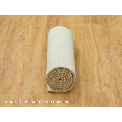 Modern and Contemporary Wool Hand Knotted Rug Ivory No Border 2.5X8.2 -O090555