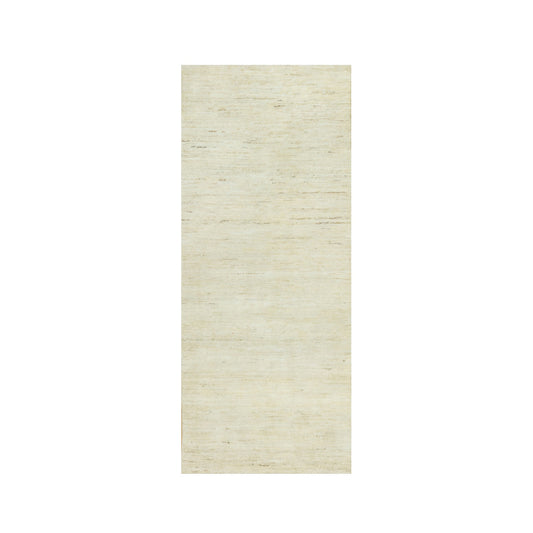 Modern and Contemporary Wool Hand Knotted Rug Ivory No Border 2.5X6.1 -O090556