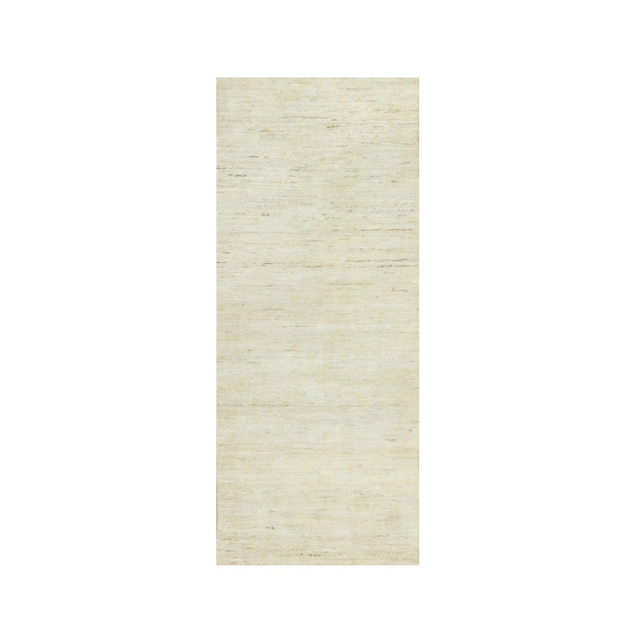 Ivory 2'6" x 6'0" Modern and Contemporary Hand knotted Wool Rug - Sku: O090557