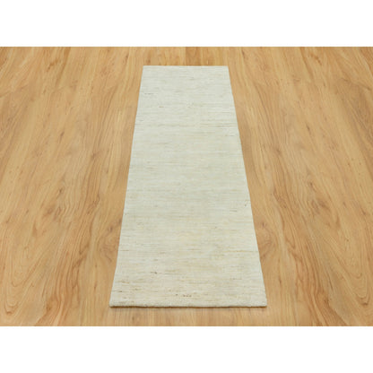 Modern and Contemporary Wool Hand Knotted Rug Ivory No Border 2.6X6.0 -O090557