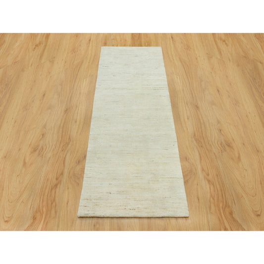 Modern and Contemporary Wool Hand Knotted Rug Ivory No Border 2.6X6.0 -O090557