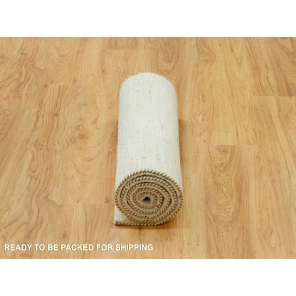 Modern and Contemporary Wool Hand Knotted Rug Ivory No Border 2.6X6.0 -O090557