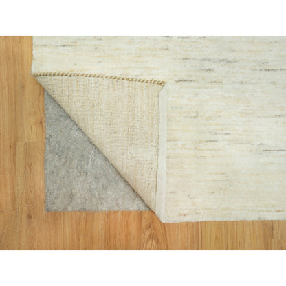 Modern and Contemporary Wool Hand Knotted Rug Ivory No Border 5.1X13.8 -O090559