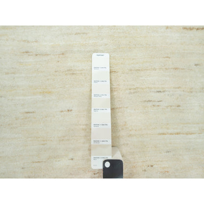 Modern and Contemporary Wool Hand Knotted Rug Ivory No Border 5.1X13.8 -O090559