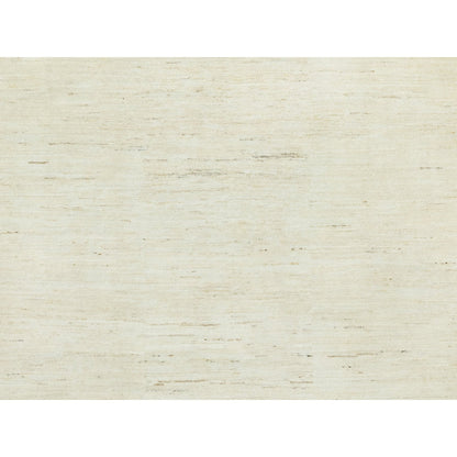 Modern and Contemporary Wool Hand Knotted Rug Ivory No Border 5.1X13.8 -O090559