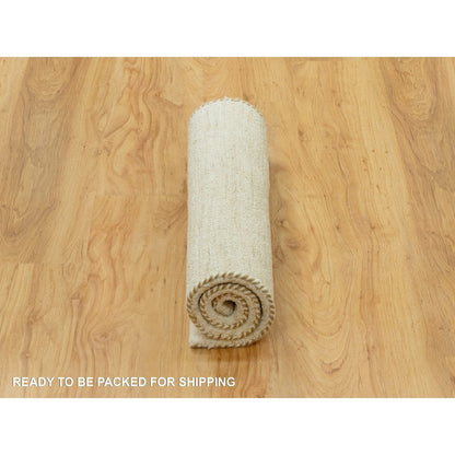 Modern and Contemporary Wool Hand Knotted Rug Ivory No Border 2.0X3.0 -O090562