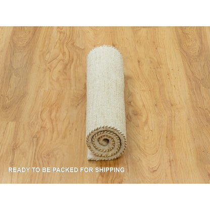 Modern and Contemporary Wool Hand Knotted Rug Ivory No Border 2.0X3.0 -O090563