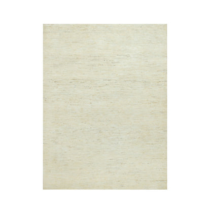 Modern and Contemporary Wool Hand Knotted Rug Ivory No Border 5.0X6.8 -O090568