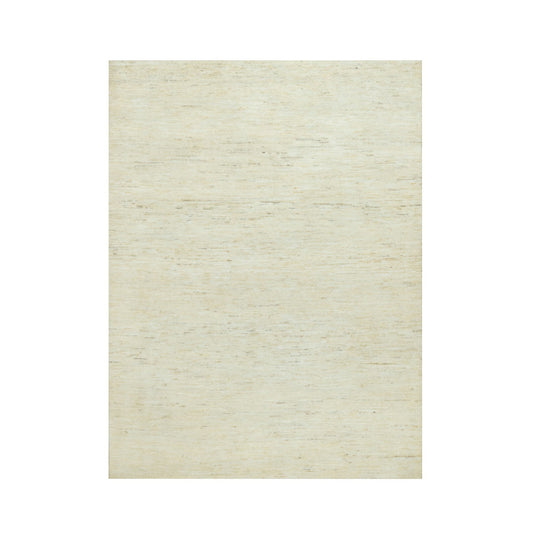 Modern and Contemporary Wool Hand Knotted Rug Ivory No Border 5.0X6.8 -O090568