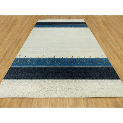 Modern and Contemporary Wool Hand Knotted Rug Ivory No Border 9.10X14.0 -O090569