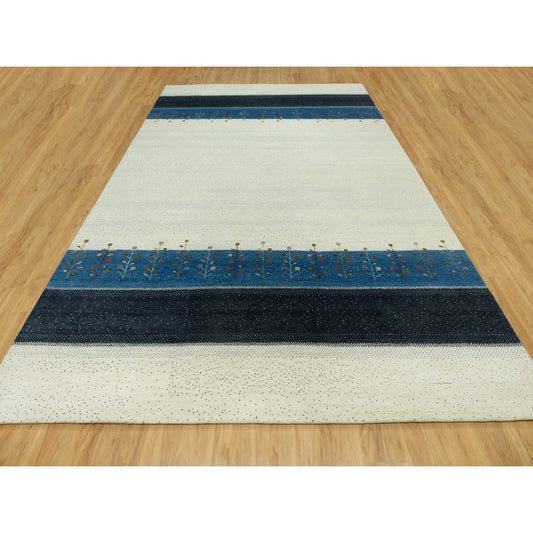 Modern and Contemporary Wool Hand Knotted Rug Ivory No Border 9.10X14.0 -O090569