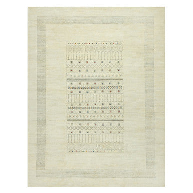 Modern and Contemporary Wool Hand Knotted Rug Ivory No Border 9.0X12.0 -O090570