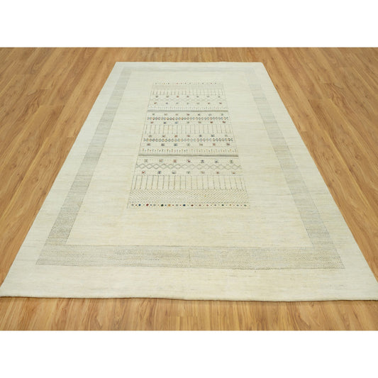 Modern and Contemporary Wool Hand Knotted Rug Ivory No Border 9.0X12.0 -O090570