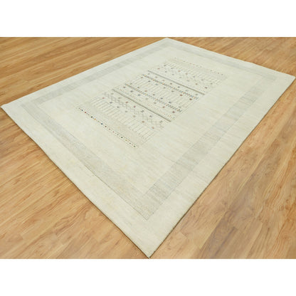 Modern and Contemporary Wool Hand Knotted Rug Ivory No Border 9.0X12.0 -O090570