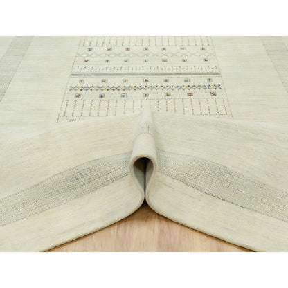 Modern and Contemporary Wool Hand Knotted Rug Ivory No Border 9.0X12.0 -O090570