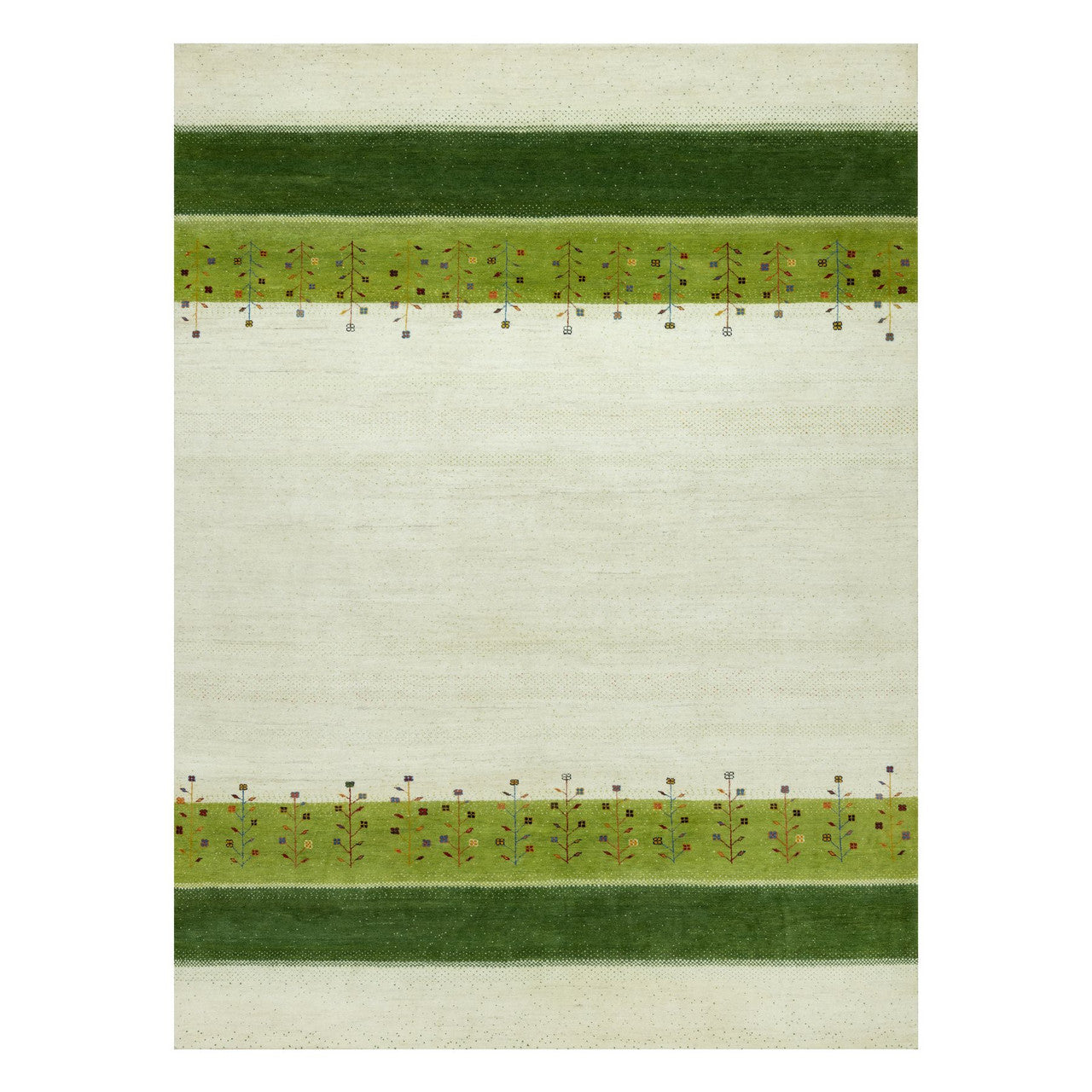Ivory 8'10" x 12'0" Modern and Contemporary Hand knotted Wool Rug - Sku: O090571