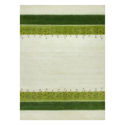 Modern and Contemporary Wool Hand Knotted Rug Ivory No Border 8.10X12.0 -O090571