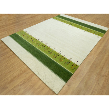 Modern and Contemporary Wool Hand Knotted Rug Ivory No Border 8.10X12.0 -O090571