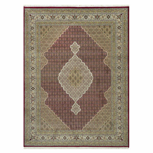 Fine Oriental Wool Hand Knotted Rug Red Ivory 9.0X12.0 -O090582