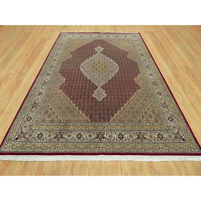 Fine Oriental Wool Hand Knotted Rug Red Ivory 9.0X12.0 -O090582