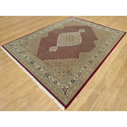 Fine Oriental Wool Hand Knotted Rug Red Ivory 9.0X12.0 -O090582