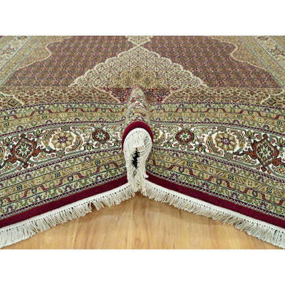 Fine Oriental Wool Hand Knotted Rug Red Ivory 9.0X12.0 -O090582