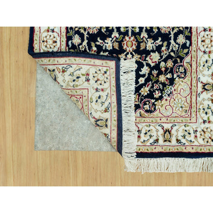 Fine Oriental Wool Hand Knotted Rug Blue Ivory 2.6X8.4 -O090586