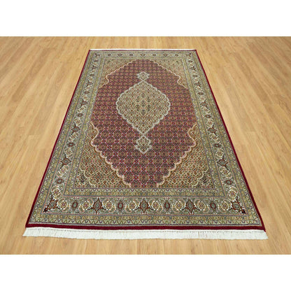 Fine Oriental Wool Hand Knotted Rug Red Ivory 6.1X9.0 -O090592