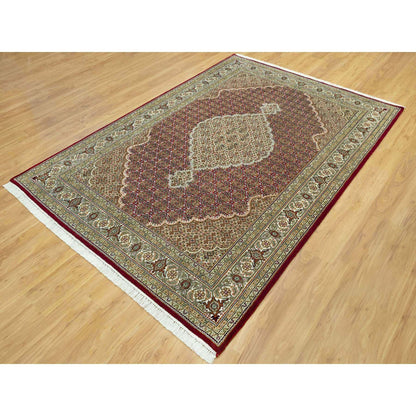 Fine Oriental Wool Hand Knotted Rug Red Ivory 6.1X9.0 -O090592