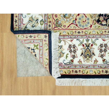 Fine Oriental Wool Hand Knotted Rug Blue Ivory 6.7X6.7 -O090593