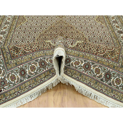 Fine Oriental Wool Hand Knotted Rug Ivory Ivory 5.10X9.1 -O090594